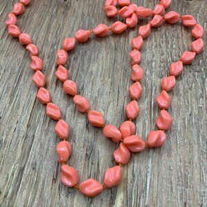 Sara Coventry Vintage Pink Coral Colored Molded Plastic Strand Necklace